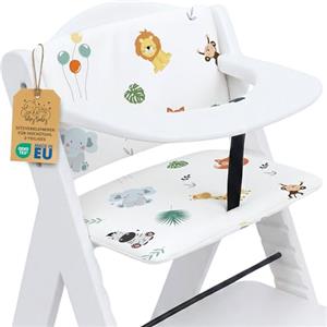 Totsy Baby Cuscino per seggiolone bambino 2 pezzi riduttore seduta coprisedile | Coprisedile per Hauck scala legno schienale idrorepellente velcro fatto mano imbottito morbido bambino Safari