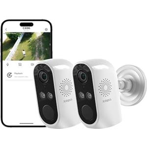 Anlapus 2K, 3MP Confezione da 2 Telecamere di Sorveglianza WiFi 6 Esterno/Interno, Visione Notturna a Colori, Rilevamento Persona/Veicolo, Allarme Acustico e Luminoso, Registrazione 24/7