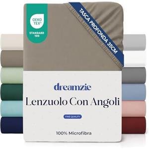 Dreamzie - Lenzuolo con Angoli Matrimoniale 160x200cm - Altezza 35cm | Biancheria · Microfibra Ultra Morbida · OEKO-TEX · Per Materassi Spessi · Lenzuola Singole · Elasticizzato · Fresco
