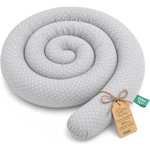 Totsy Baby Serpente da Letto Cuscino Gravidanza Paraspifferi 300 cm Cotone | Cuscino Gravidanza Rotolo Cilindrico Serpente Multifunzionale Bordo Decorativo Divano morbido 300 cm Punti bianchi su grigio