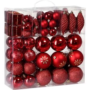 DEUBA® Palline Albero di Natale 103pz Ø 3-8cm in Plastica Decorazioni Addobbi Natalizi Festività Famiglia Set Palle Decorative