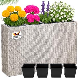 CASARIA Fioriera Rettangolare 95x27x60 cm | Piante Divisorio Giardino Balcone Terrazza Crema, 20x20x16 cm, Molto robuste, Facilmente adattabile, Vaso per piante fiori
