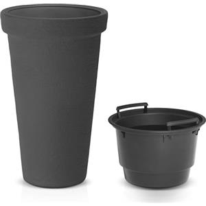 CASARIA® Vaso in Plastica per Piante 42L 63x40cm XXL Fioriera Alta Rotonda Vaso Alto da Fiori Balcone Porta Piante Terrazza Vasi da Esterno Fioriere