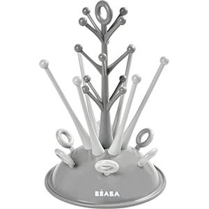 BÉABA - ScolaBiberon, Consente di Asciugare 6 Biberon e Accessori, Vaschetta Rimovibile per il Recupero dell'Acqua, Stendino pratico ed Ingegnoso, Grigio