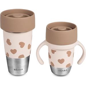 Béaba Mini & Me, Set Mug Termica e Tazza Inox, 480 mL & 240 ml, Big Love | Tazza 360° Apprendimento Click & Drink, Senza Valvola, Duo Genitore-Bambino, Anti-Perdita, Evolutiva