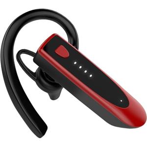 Atheewon Auricolare Bluetooth Singolo V5.4 Auricolari Bluetooth, Rosso scuro | Doppio Microfono 20 Ore Di conversazione, 180 Ore in Standby Gancio Girevole per Guida/Lavoro/Business