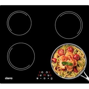 Ciarra Piano Induzione 4 Fuochi da Incasso 60 cm | 6000W, Controllo Touch, 9 Livelli, Timer, Limitatore di Potenza, Facile Pulizia