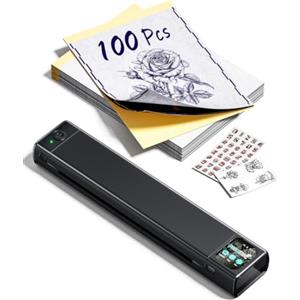 Phomemo AI M08F Plus Stampante Stencil Tattoo Touchscreen Stampante Termica | Stampante professionale per stencil, anti-rughe, schermo tattile, app IA, 100 fogli carta di trasferimento premium