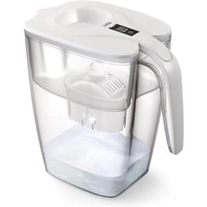 LAICA Big Milano Caraffa Filtrante Acqua - 1 Filtro bi-flux, 3,7L, Bianca | Capacità XXL, timer digitale, preserva sali minerali, riduce cloro, calcare e metallli pesanti, Made in Italy