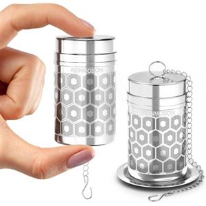 Reinmoson Infusore Mini per tisane acciaio inox 304, 3 × 5,6 cm infusore tè | Filtro per tisane a maglia extra fine, 2 pezzi, colino per tisane, filtro te infusione adatto a teiera, tazza, mug e caraffa