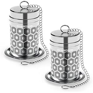 Reinmoson Infusore per tisane acciaio inox 304, 3,8 × 5,6 cm infusore tè | Filtro per tisane a maglia extra fine, 2 pezzi, colino per tisane, filtro te infusione adatto a teiera, tazza, mug e caraffa