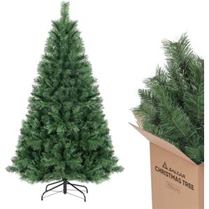 SALCAR Albero di Natale artificiale 150 cm, 408 rami verdi in PVC | 1,5 m Christmas Tree Base in metallo da 40 cm, Ø 83 cm, Albero per soggiorno, appartamento e ufficio