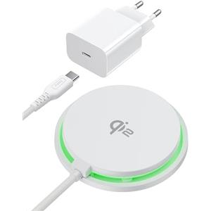 INIU Caricatore Wireless iPhone, Certificato Qi2 Caricabatterie 15W Rapido | Magnetico, con Raffreddamento, Ricarica Wireless Mag-Safe per iPhone 17-12, AirPods 4-2, Bianco(con Adattatore USB C 20W)