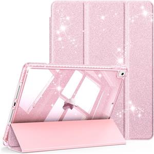 FINTIE Cover per iPad 9a/8a/7a Generazione 10,2 Pollici (2021/2020/2019) | con Portapenne - Antiurto Glittering Trasparente Cover Posteriore con Auto Sveglia/Sonno, (Pink)