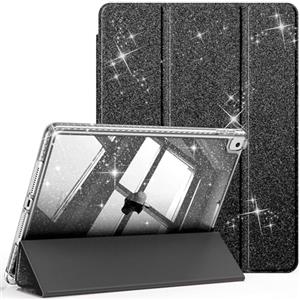 FINTIE Cover per iPad 9a/8a/7a Generazione 10,2 Pollici (2021/2020/2019) | con Portapenne - Antiurto Glittering Trasparente Cover Posteriore con Auto Sveglia/Sonno, (Nero)