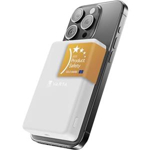 VARTA Power Bank 5.000mAh, powerbank magnetico, Mag Pro, wireless, 7,5 W, caricabatterie portatile con USB C, compatibile con MagSafe e Qi Standard (per compatibilità con iPhone e Android), bianco