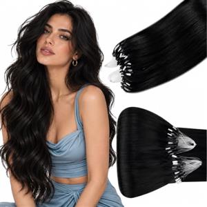 Hetto Extension Capelli Microring Styling Versatile 50ciocche 45cm 50g | Ritratti fotografici, Volume localizzato, Sezioni scelte secondo la pettinatura, Raccordo con il taglio, Nero corvino