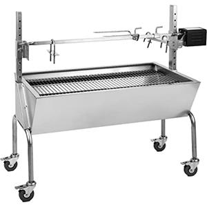 OneConcept 2-in-1 Kit Arrosto e Barbecue Elettrico Portatile, Barbecue Grill con Ruote e Posacenere, con Griglia in Acciaio Inossidabile da Giardino, da Terrazzo, Campeggio, Balcone