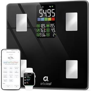 arboleaf Bilancia Pesapersone Digitale, Bluetooth e APP, Capacità 227kg | Bilancia Intelligente con Analisi Corporea per BMI, Massa Magra e Grassa, 14 Metriche, BIA a 4 Elettrodi, Ampio Display LED