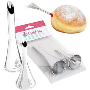 Cukkicakes Set di 2 Beccucci per Sac a Poche per Riempire Bignè, Cupcake, Muffin, Ciambelle, Torte, Cornetti, Profiteroles (apertura 6mm e 8mm) - Bocchette per Pasticceria Prodotte in Corea