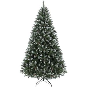 HOMCOM Albero di Natale 180 cm con 802 Rami in PVC Ignifughi e 59 Pigne | Albero di Natale Innevato Artificiale Folto, Effetto Realistico, Base Pieghevole in Metallo, Facile Montaggio