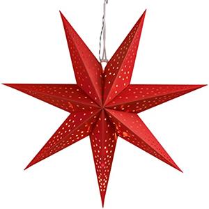 Casaria LED Stella Natale 60 cm Colore Rosso 7 Punte Batteria Decorazione Senza Fili da Appendere
