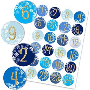 PaPIerDraCHeN 24 numeri del calendario dell'Avvento adesivi - cristalli di ghiaccio - blu freddo n. 26 - adesivo 4 cm - per creare e decorare - di Papierdrachen