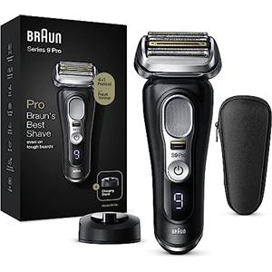 Braun Series 9 Pro, Regolabarba Uomo, Rasoio Elettrico Barba, Rifinitore di precisione, Custodia da Viaggio, Con Lame Flessibili, Impermeabile, Batteria Litio Ion, Idea Regalo, 9410s Nero