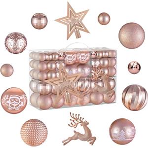 Seachrgif 102 pezzi Palline di Natale Oro Rosa Palle di Natale con Palle Natale Grandi Piccole Decorazioni Albero di Natale,Addobbi Albero di Natale,Palline Albero Natale Set Palline Albero di Natale