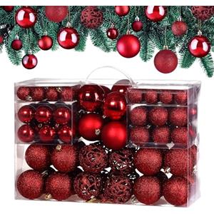 DEUBA® Palline per Albero di Natale Set 100pz Lucide Opache Palle Natalizie Ø 3/4/6 cm Decorazioni Addobbi Natalizi