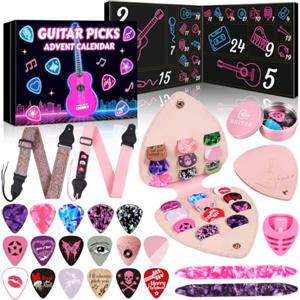 iZoeL Calendario Avvento Plettri Chitarra Calendario Avvento Donna Ado 14+ | Calendario Avvento Adulti, Plettri Chitarra Custodia Tracolla Chitarra, Regalo Natale per Figlia Cugino Sorella Fidanzata Zia
