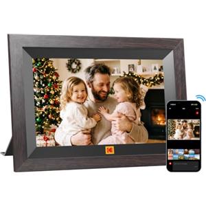 KODAK 10,1 Pollici Cornice Digitale WiFi 32GB Touchscreen Regalo Cloud | Cornice foto WiFi 10,1 pollici in legno: 32GB di memoria, 16GB di cloud gratuiti, modalità regalo, meteo, orologio