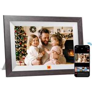 KODAK 10,1 Pollici Cornice Digitale WiFi 32GB Touchscreen Regalo Cloud | Cornice foto WiFi 10,1 pollici in legno: 32GB di memoria, 16GB di cloud gratuiti, modalità regalo, meteo, orologio